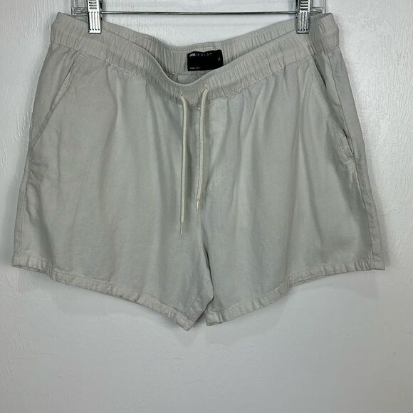 ASOS Design Light Gray Linen Blend High Rise Drawstring Waist Shorts Size XL - Picture 2 of 9
